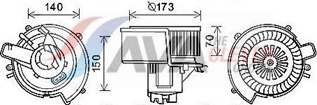 Вентилятор, мотор печки (отопителя) салона AVA. Артикул OL8636