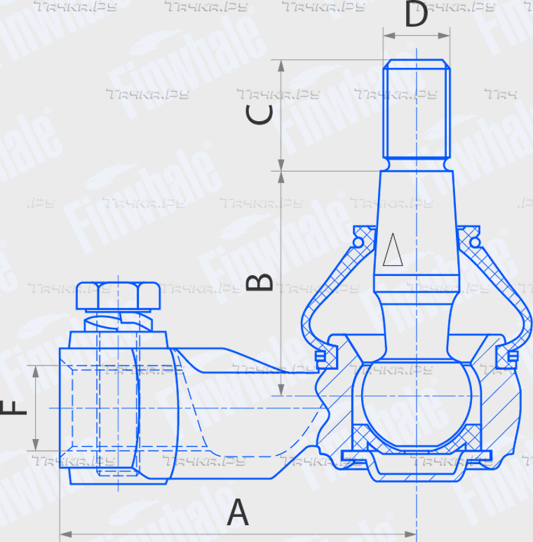 Наконечник рулевой тяги Finwhale правый для Opel Kadett E 1984-1994. Артикул TRE712