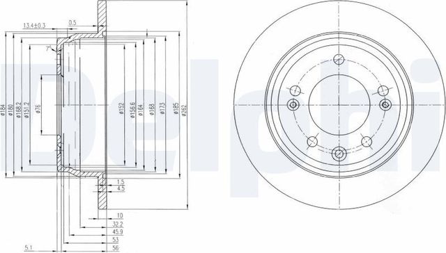 Тормозной диск Delphi задний для Kia Ceed I 2006-2012. Артикул BG4082