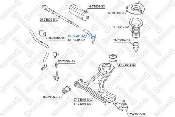Наконечник рулевой тяги Stellox правый для Daewoo Rezzo 2000-2008. Артикул 51-73004-SX