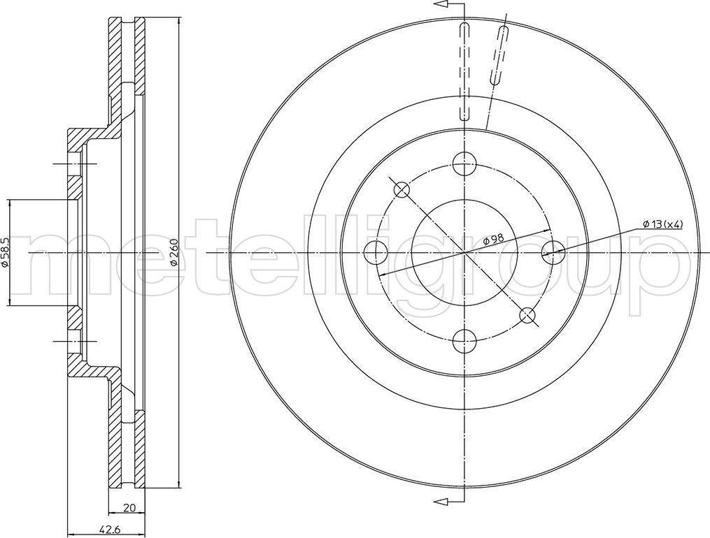Тормозной диск Metelli. Артикул 23-0411