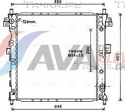 Радиатор охлаждения двигателя AVA. Артикул DWA2105