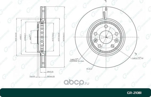 GR-21081_Диск тормозной вентилируемый G-brake GR-21081. Артикул GR21081