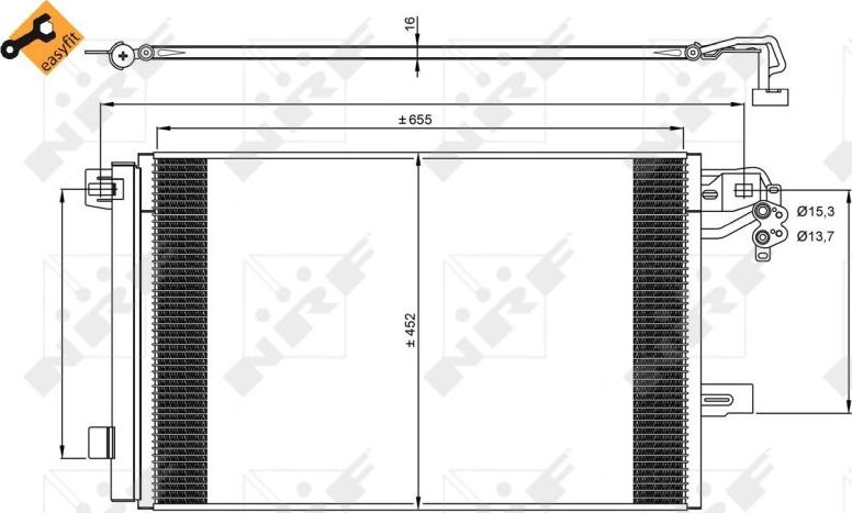 Радиатор кондиционера (конденсатор) NRF (алюминий). Артикул 350064