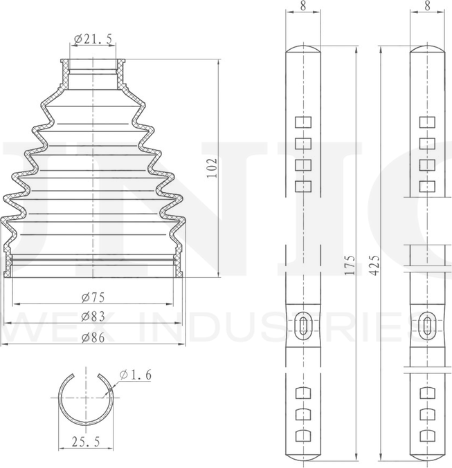 Пыльник ШРУС, комплект (Unio). Артикул DUC-30063K