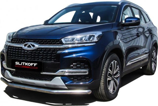 Защита Slitkoff переднего бампера d57 для Chery Tiggo 8 2018-2026. Артикул CT8-002
