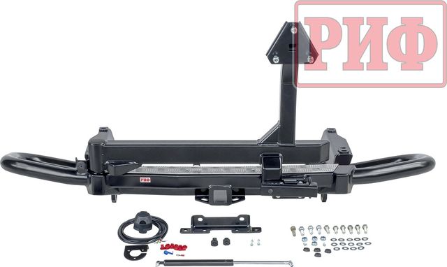 Бампер силовой РИФ задний c квадратом под фаркоп и калиткой для Toyota Land Cruiser Prado 150 2009-2026. Артикул RIF150-21076