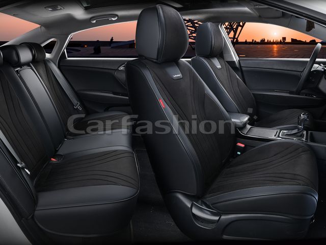 Чехлы универсальные каркасные CarFashion 5D Legion Plus на сидения авто, цвет Черный/Черный/Темно-серый. Артикул 27317