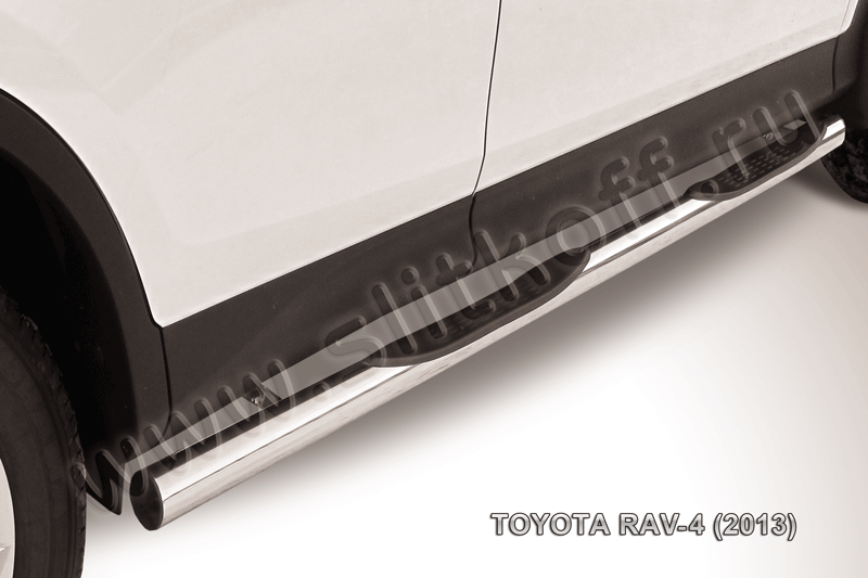 Пороги Slitkoff труба d76 с проступью для Toyota RAV4 IV 2013-2015. Артикул TR413-007