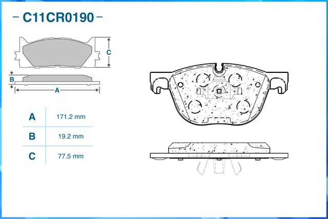 Колодки тормозные передние (Low Metallic) (Cworks). Артикул C11CR0190