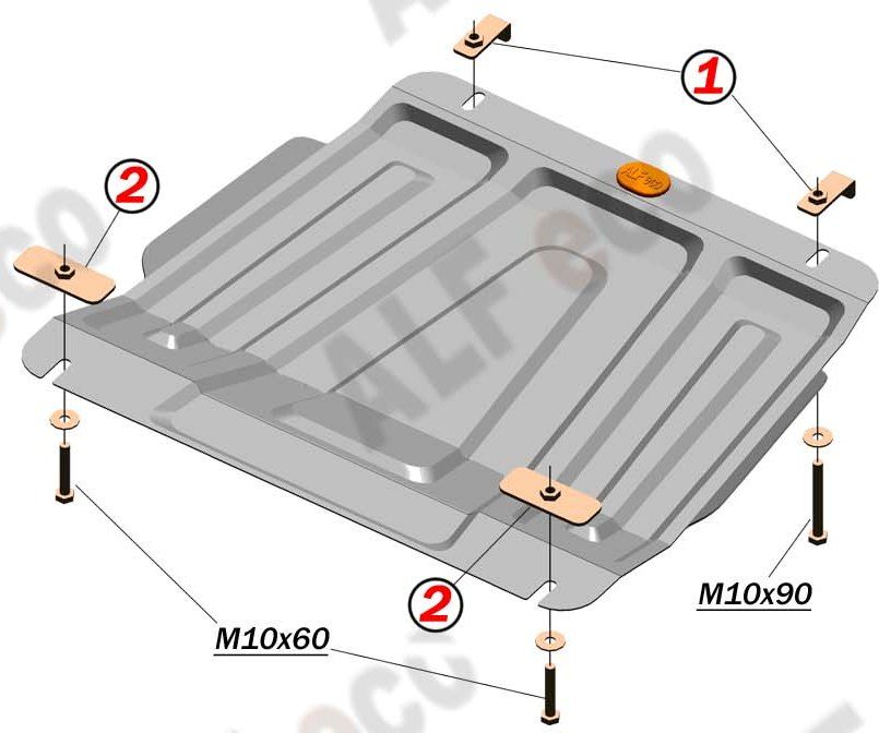 Защита алюминиевая Alfeco для КПП Suzuki Grand Vitara II 2005-2015. Артикул ALF.23.02 AL4