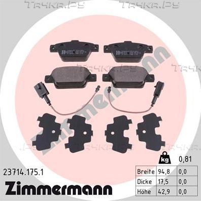 Тормозные колодки Zimmermann. Артикул 23714.175.1