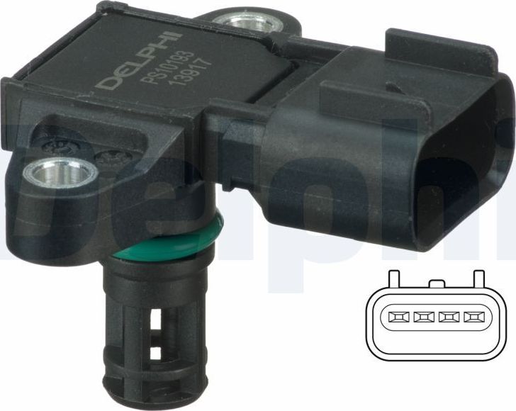 Датчик абсолютного давления (ДАД, MAP) Delphi. Артикул PS10193