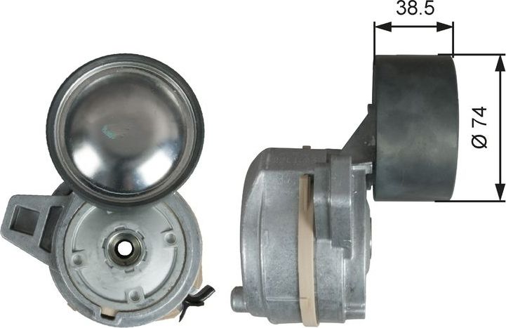 Натяжной ролик (натяжитель) приводного клинового зубчатого ремня Gates (Металл). Артикул T38712