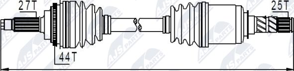 Полуось (привод в сборе, приводной вал) NTY для Subaru Impreza II 2000-2009. Артикул NPW-SB-009