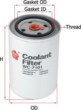 Фильтр охлаждающей жидкости Sakura. Артикул WC-7101