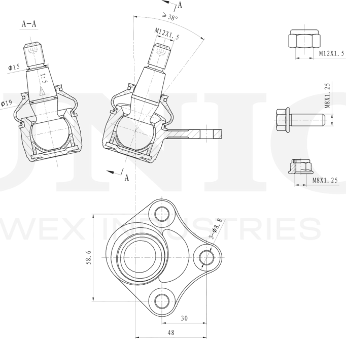 Опора шаровая (Unio). Артикул SSP-20042
