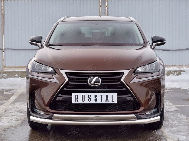 Защита RusStal переднего бампера d63 секции-d75х42 дуга для Lexus NX200 2014-2017 (кроме F-Sport). Артикул LNXZ-002578