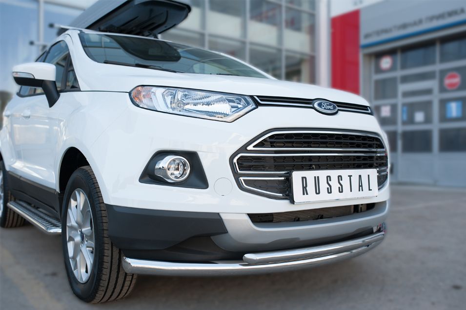 Защита RusStal переднего бампера d63/42 (дуга) для Ford Ecosport 2014-2026. Артикул FEZ-002054