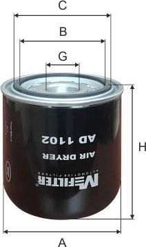 Патрон осушителя воздуха пневмосистемы MFilter. Артикул AD 1102