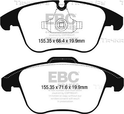 Тормозные колодки EBC Brakes передние для Jaguar XE I 2015-2026. Артикул DP42252R