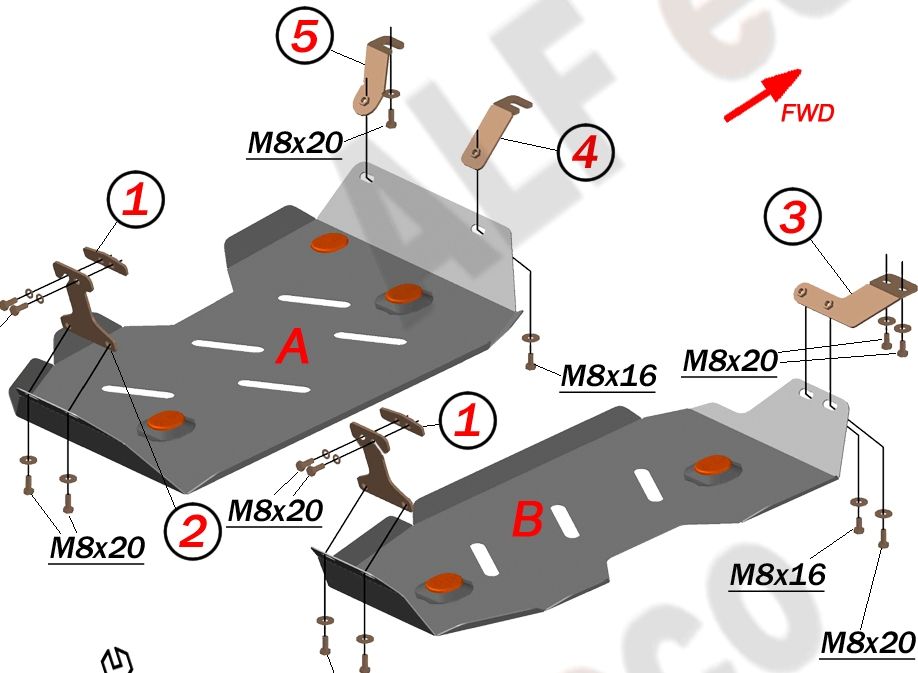 Защита алюминиевая Alfeco для топливного бака SsangYong Actyon 2WD 2010-2026. Артикул ALF.21.12al