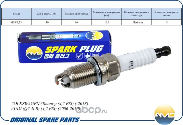 Свеча зажигания (платина) (AMD). Артикул AMD.PL154