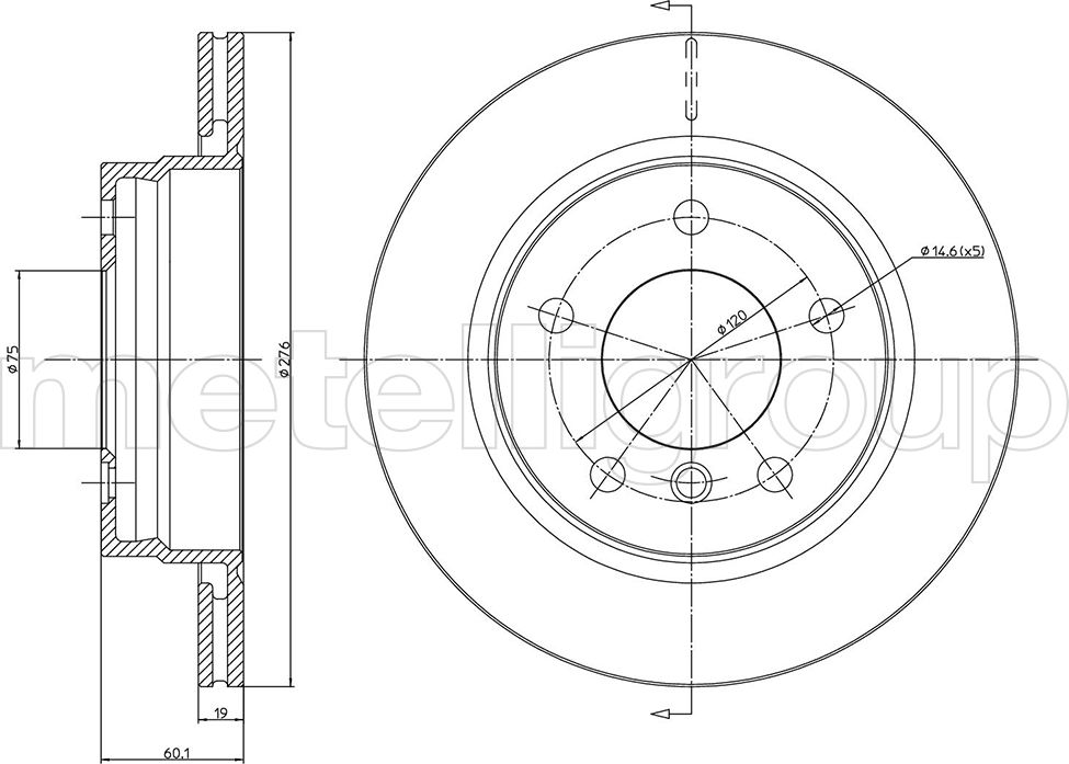 Тормозной диск Metelli. Артикул 23-0450C