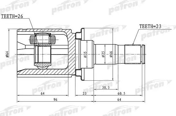 Шрус внутренний (граната) Patron. Артикул PCV1397