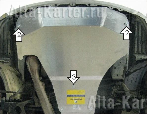 Защита алюминиевая Мотодор для картера Subaru Outback III 2007-2009. Артикул 32211