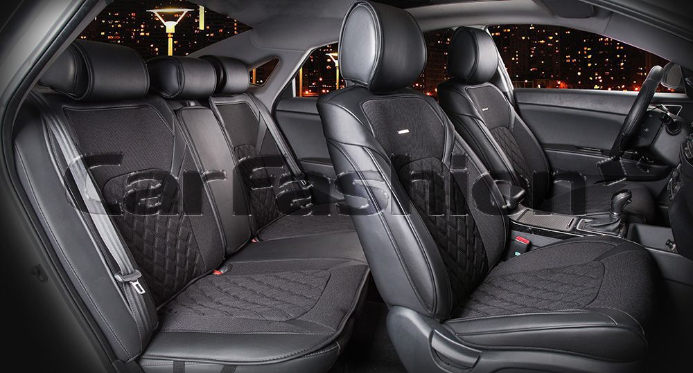 Накидки универсальные CarFashion Sting Plus для авто, цвет Черный/Черный. Артикул 22354