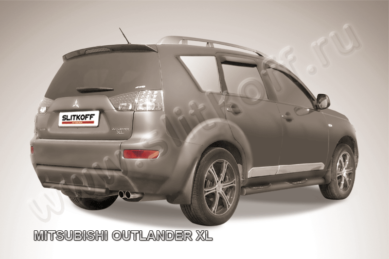 Защита Slitkoff заднего бампера d57 ЧЕРНАЯ матовая для Mitsubishi Outlander XL 2006-2010. Артикул MXL011B