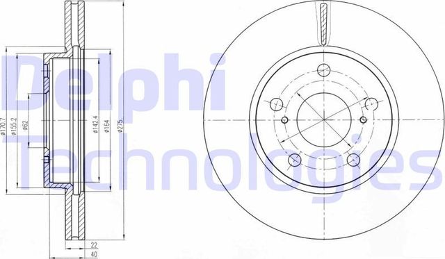 Тормозной диск Delphi передний для Toyota Corolla E170, E180 2013-2016. Артикул BG4232