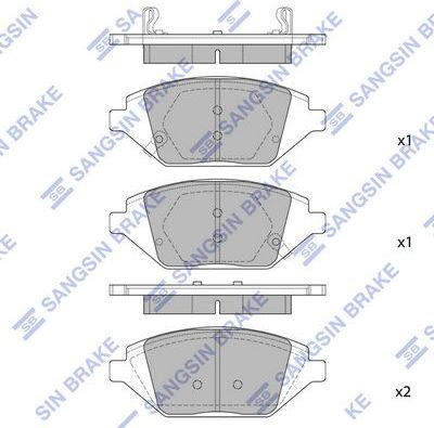 Тормозные колодки Sangsin Hi-Q передние для Opel Karl 2015-2018. Артикул SP1837