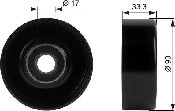 Направляющий (ведущий) ролик приводного поликлинового ремня Gates (Металл). Артикул T38033