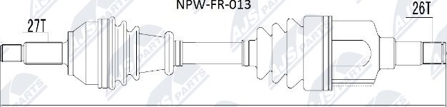Полуось (привод в сборе, приводной вал) NTY. Артикул NPW-FR-013