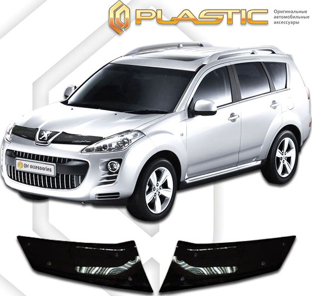 Дефлектор СА Пластик для капота (Classic черный) Peugeot 4007 2007–2012. Артикул 2010010103774