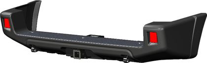 Бампер задний силовой АВС-Дизайн для УАЗ Patriot 2014-2024 с лифтом положения кузова 0-65 мм. УСИЛЕННЫЙ, с квадратом под фаркоп, чёрный. Артикул ABC.UAZ.RB.28B