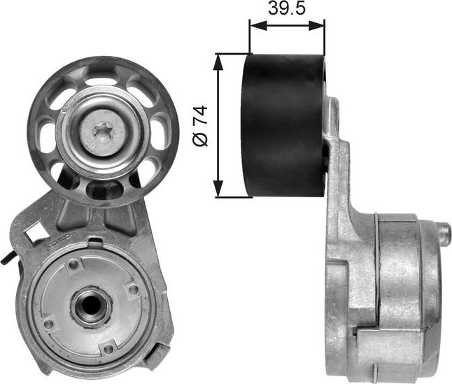 Натяжной ролик (натяжитель) приводного клинового зубчатого ремня Gates FleetRunner™. Артикул T38582