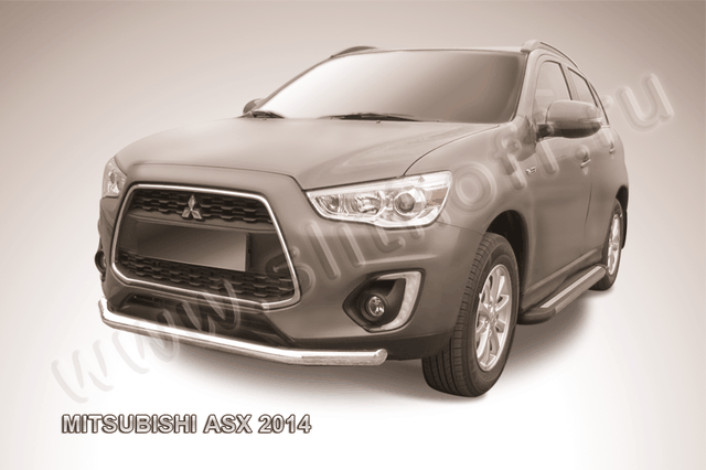 Защита Slitkoff переднего бампера d76 для Mitsubishi ASX I рестайлинг 2012-2016. Артикул MAS14-003