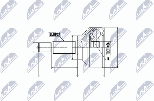 Шрус внутренний (граната) NTY передний для Opel Vivaro A 2001-2014. Артикул NPZ-RE-014