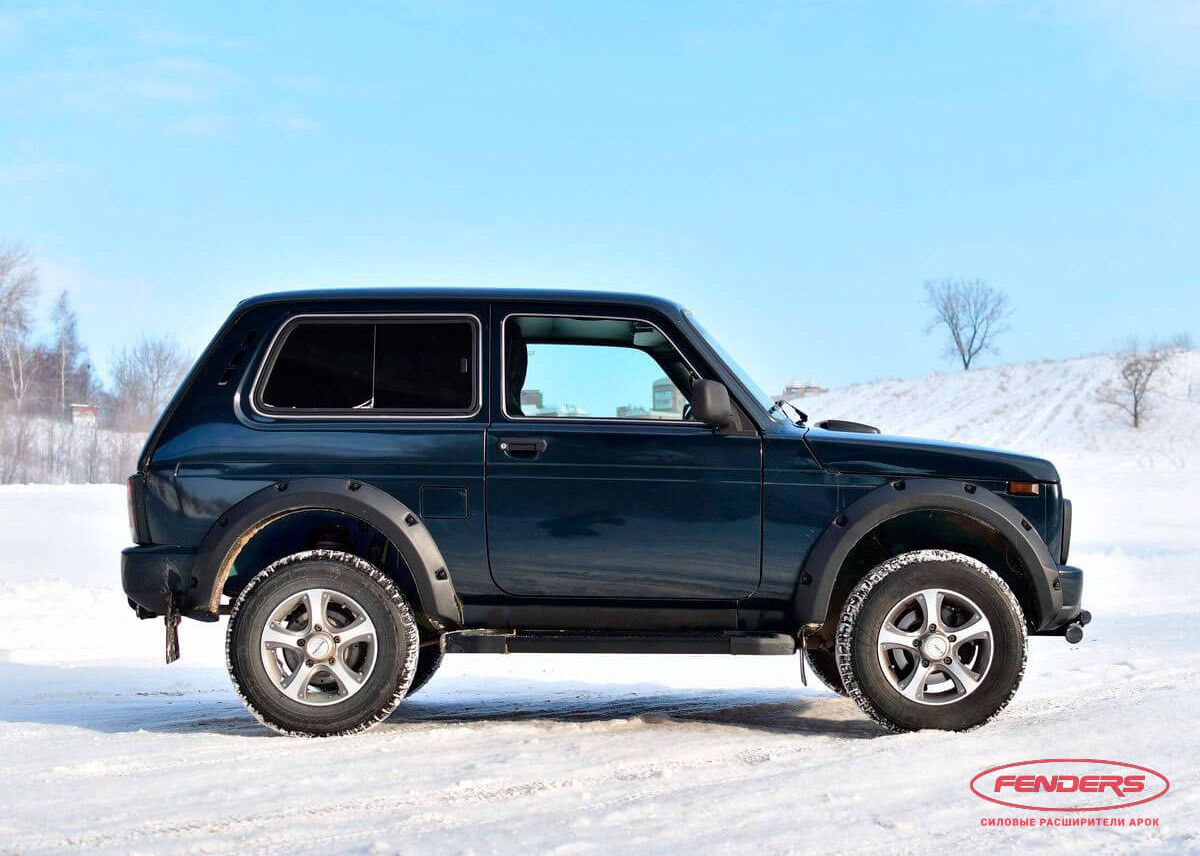 Расширители колесных арок Fenders (передние 70 мм, задние 70 мм) для ВАЗ Нива 2121, 4x44X4 Urbun 3-дв. 1977-2026. Артикул ТКН-21U