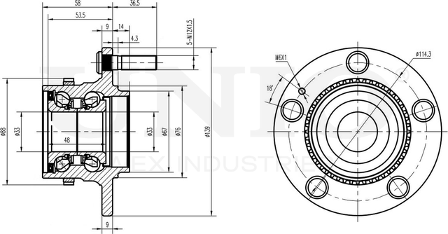 Ступица колеса с интегрированным подшипником (Unio). Артикул HUB-20225