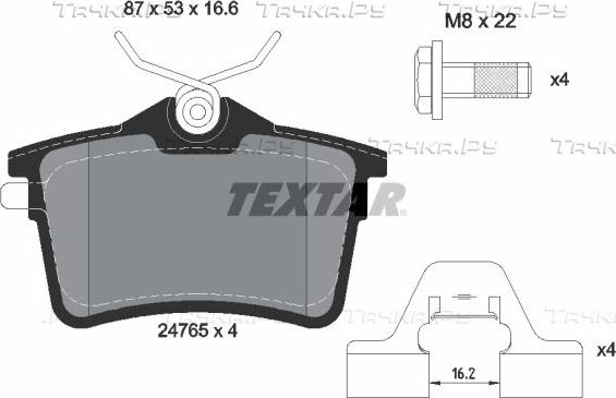 Тормозные колодки Textar задние для Peugeot 5008 I 2009-2017. Артикул 2476501
