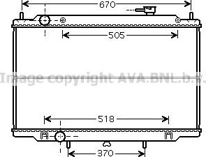 Радиатор охлаждения двигателя AVA для Nissan Navara D22 2001-2007. Артикул DN2302