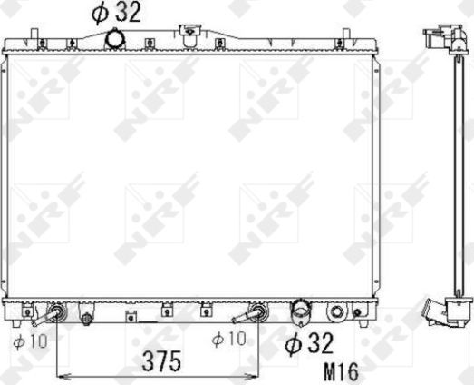 Радиатор охлаждения двигателя NRF (алюминий). Артикул 53677