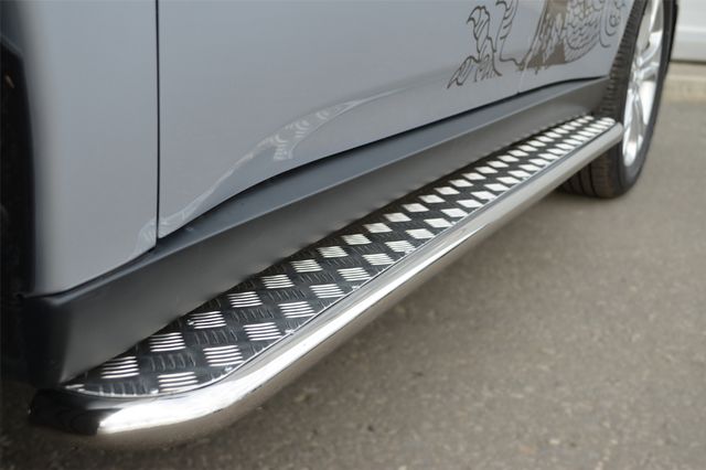Защита порогов RusStal труба d42 с листом для Mitsubishi Outlander III 2012-2014. Артикул MRT-001055