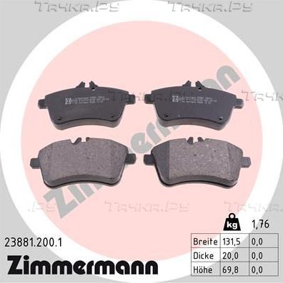 Тормозные колодки Zimmermann. Артикул 23881.200.1