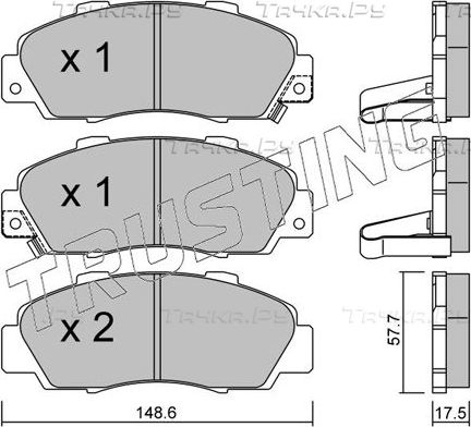 Тормозные колодки Trusting передние для Honda Accord V 1993-1998. Артикул 307.0