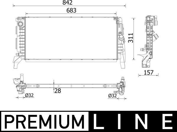 Радиатор охлаждения двигателя Mahle Premium. Артикул CR 2201 000P